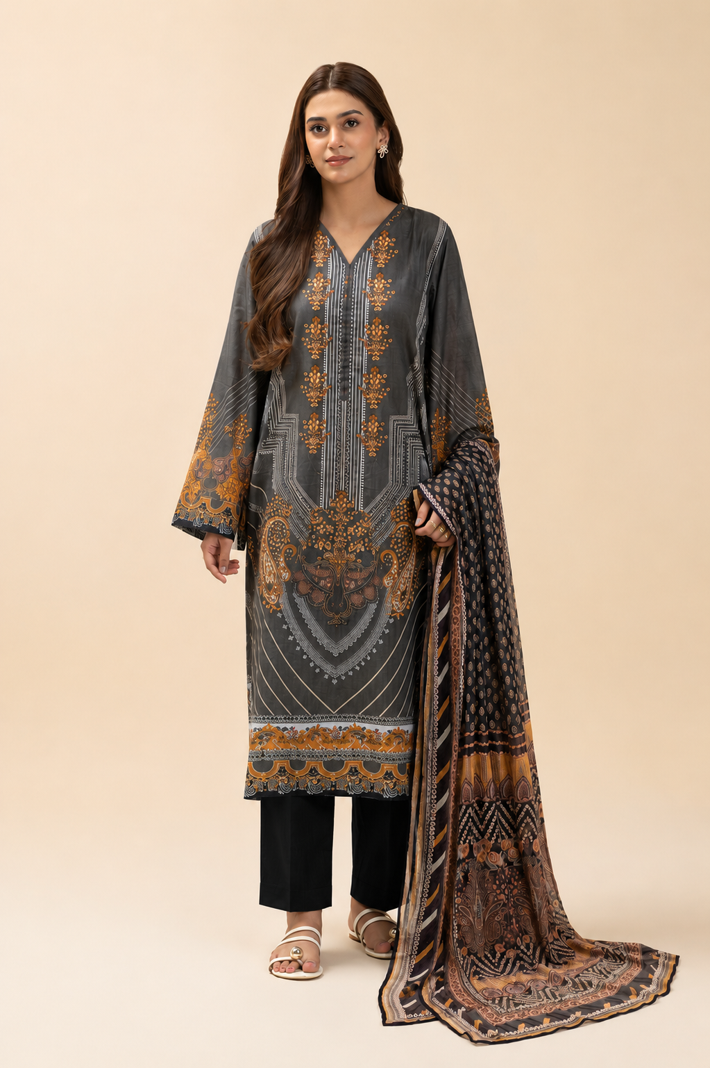Basic Printed Lawn 3-Pieces Stitched