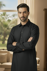 Sunflower- Black Kameez Shalwar