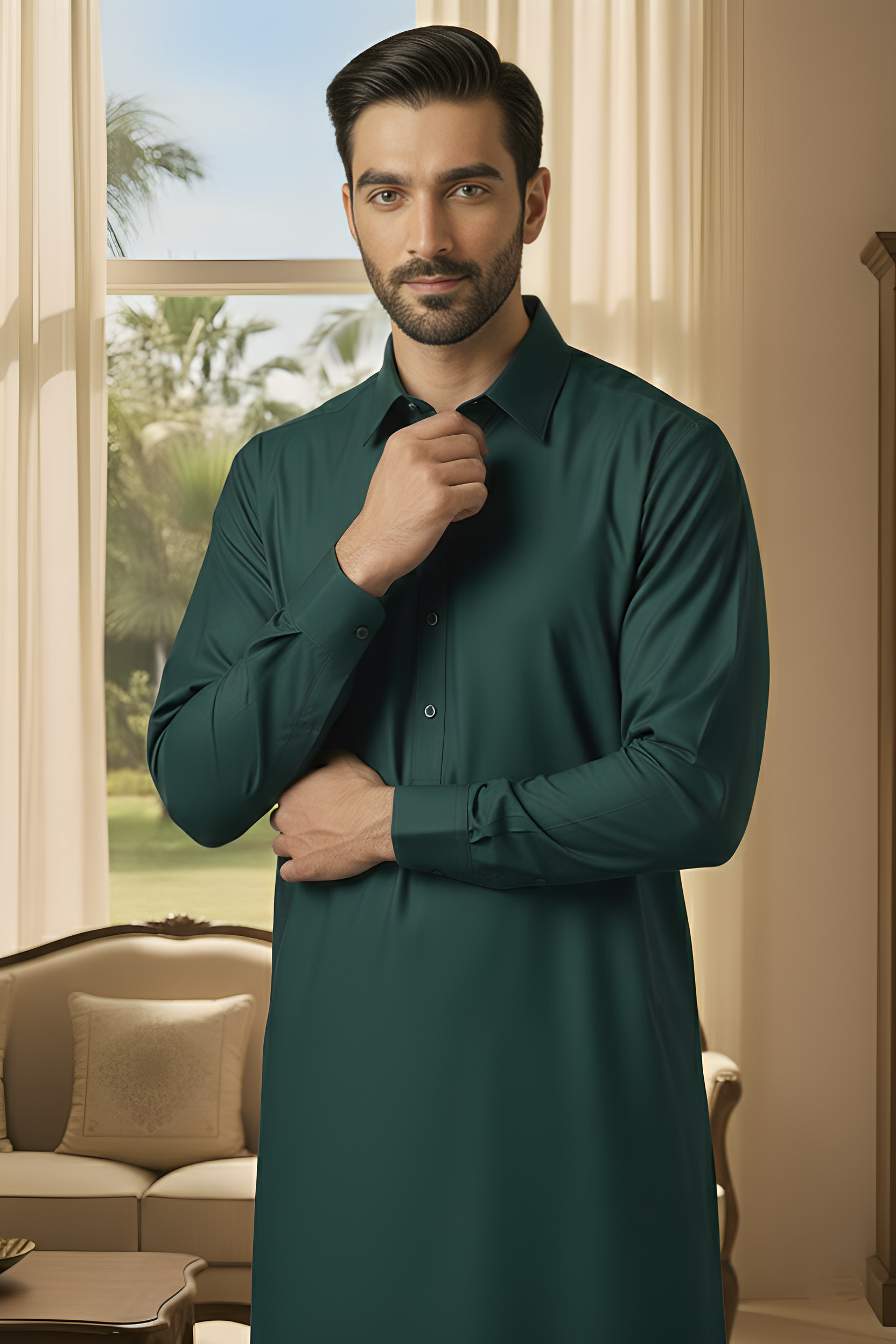 Sunflower-Teal Kameez Shalwar