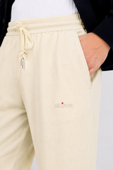 Cream Straight Fit Drawstring Trousers