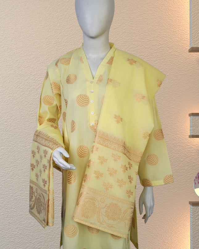 Sunlit Elegance Jacquard 3-Piece Suit