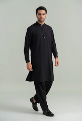 Muskan- Black Kameez Shalwar Band Collar