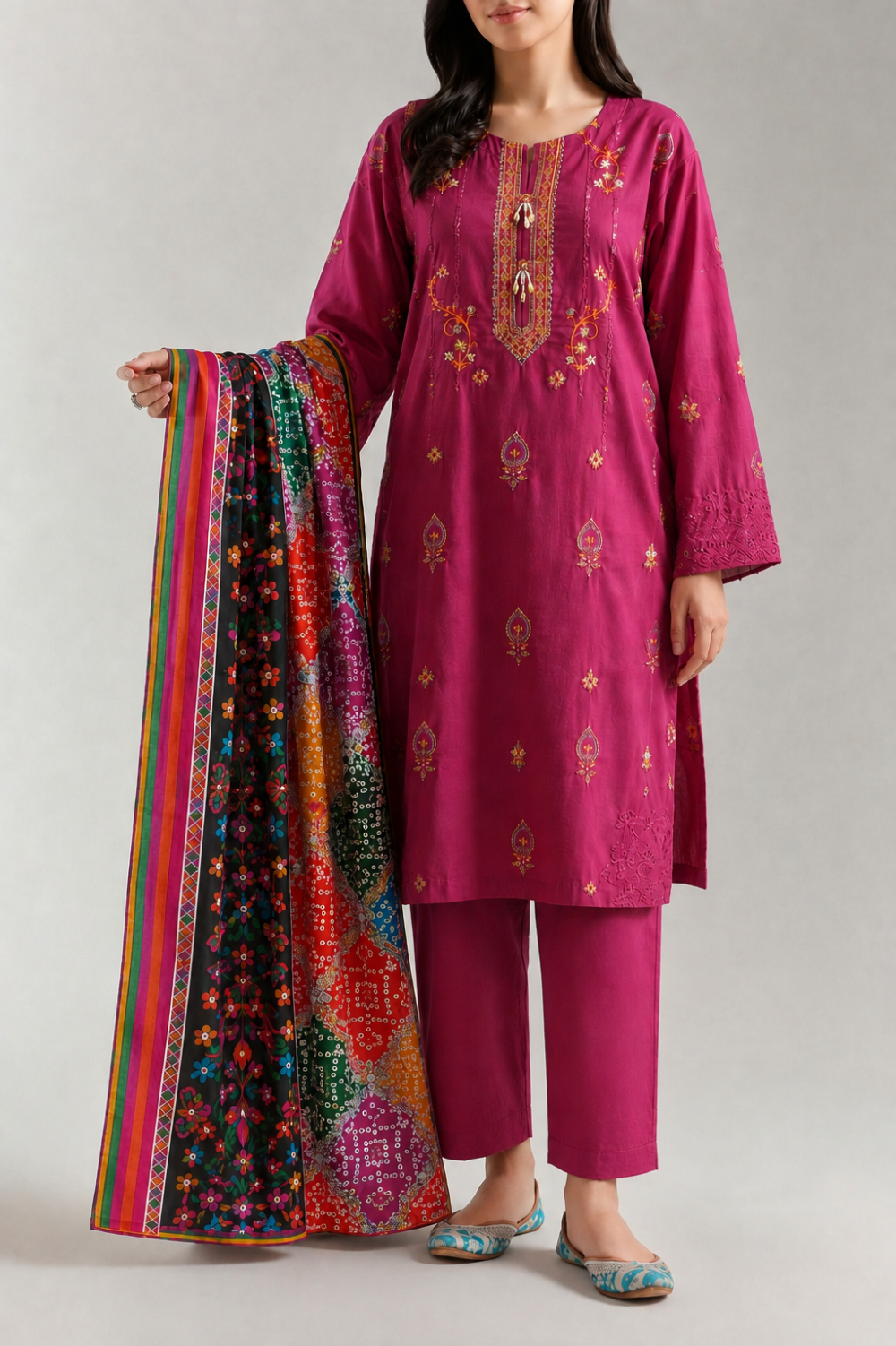 Embroidery Cotton 3-Pieces Stitched