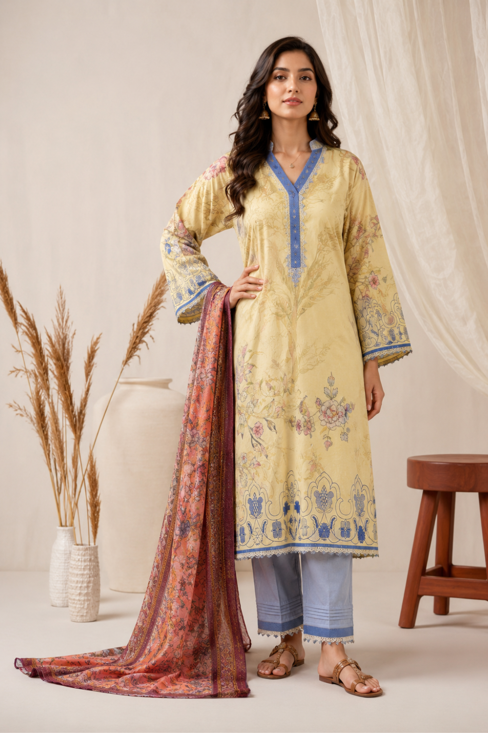 Basic Printed Lawn 3-Pieces Stitched