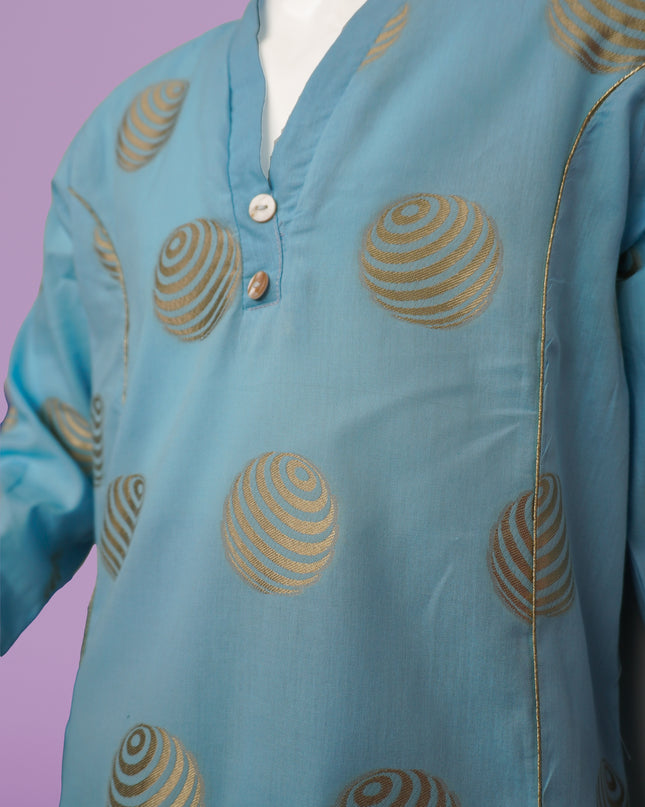 Blossom Blue Jacquard Suit