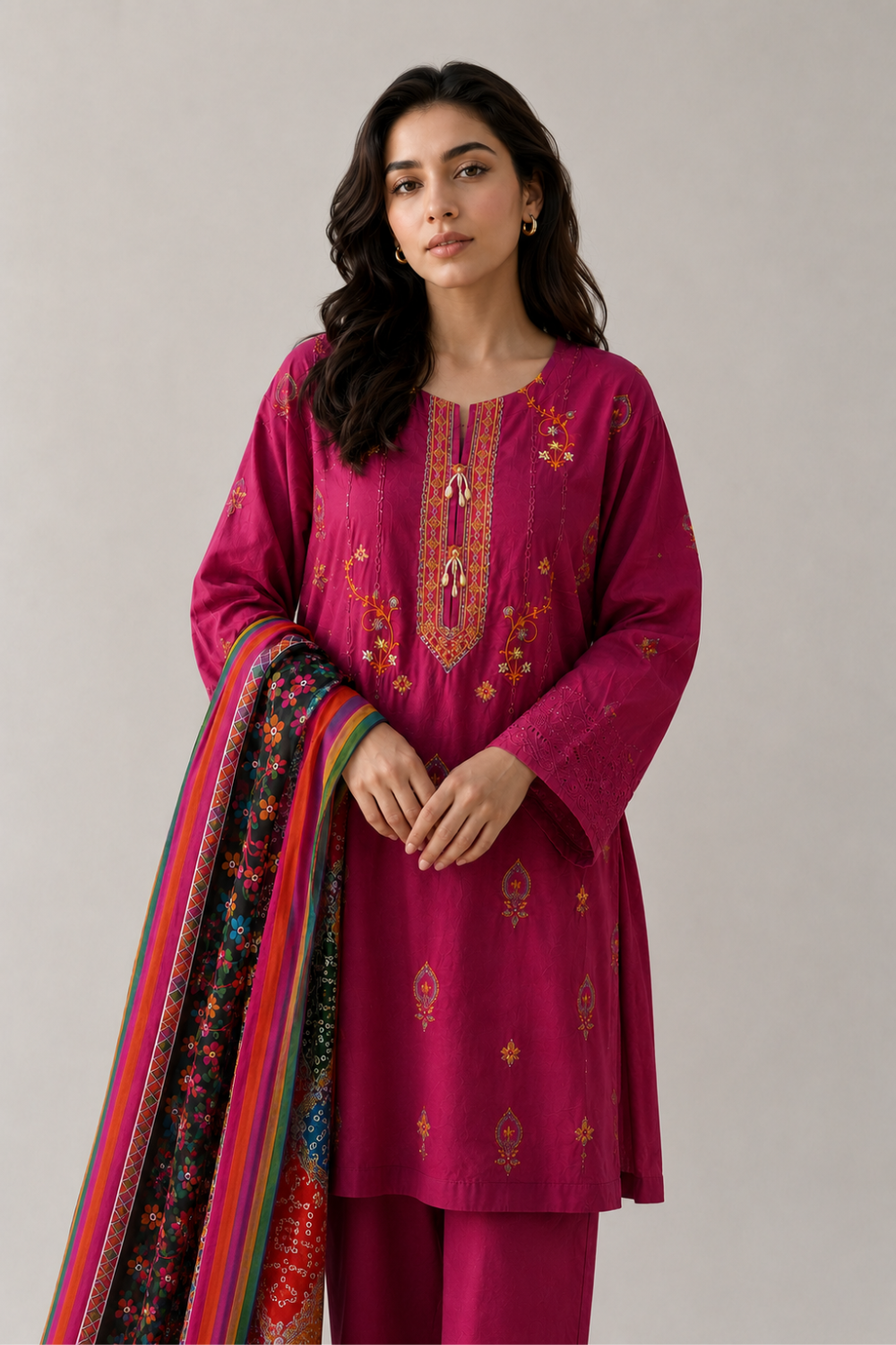 Embroidery Cotton 3-Pieces Stitched