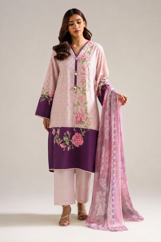 Basic Printed Lawn 3-Pieces Stitched