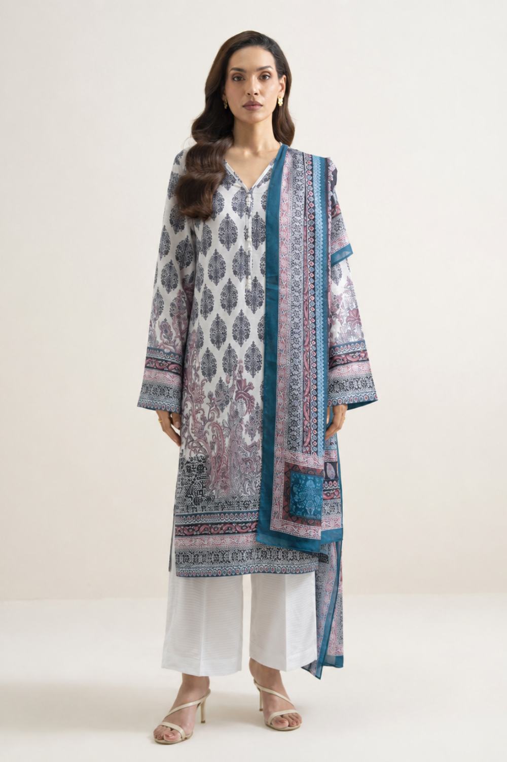 Basic Printed Lawn 3-Pieces Stitched