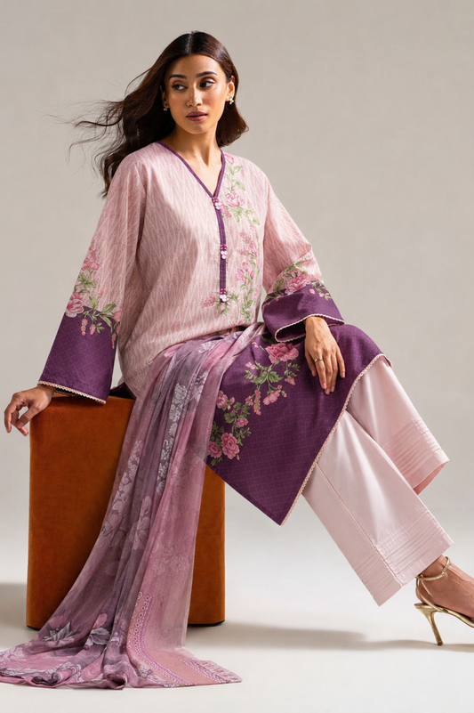 Basic Printed Lawn 3-Pieces Stitched