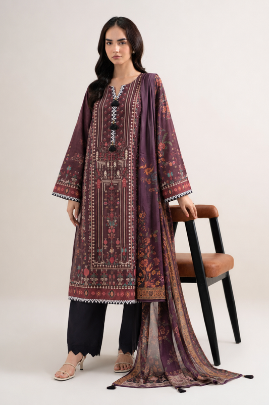 Basic Printed Lawn 3-Pieces Stitched