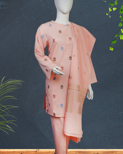 Peach Blossom Jacquard 3-Piece Suit