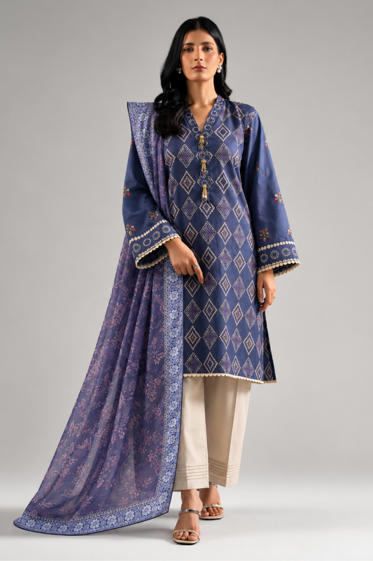Basic Printed Lawn 3-Pieces Stitched