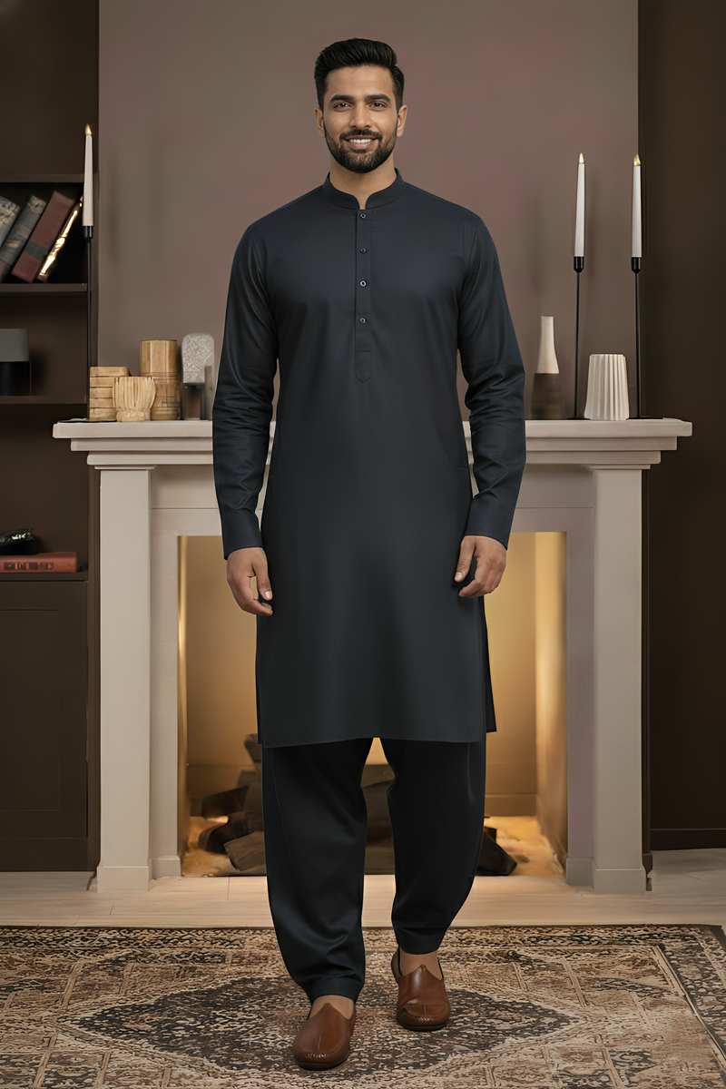 Vintage- Navy Blue Kameez Shalwar