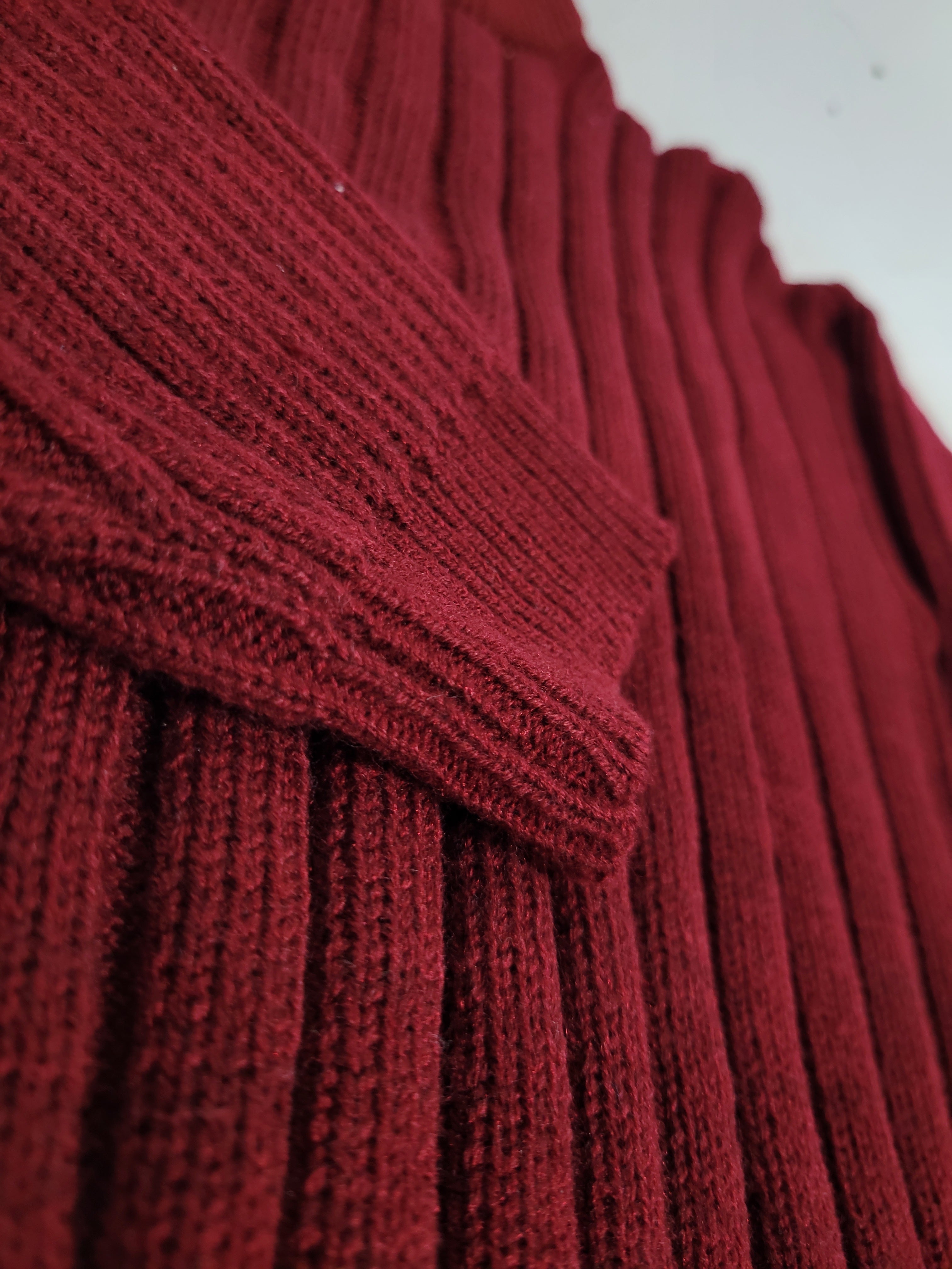 Kids Cotton Ribbed Sweater-Mahroon