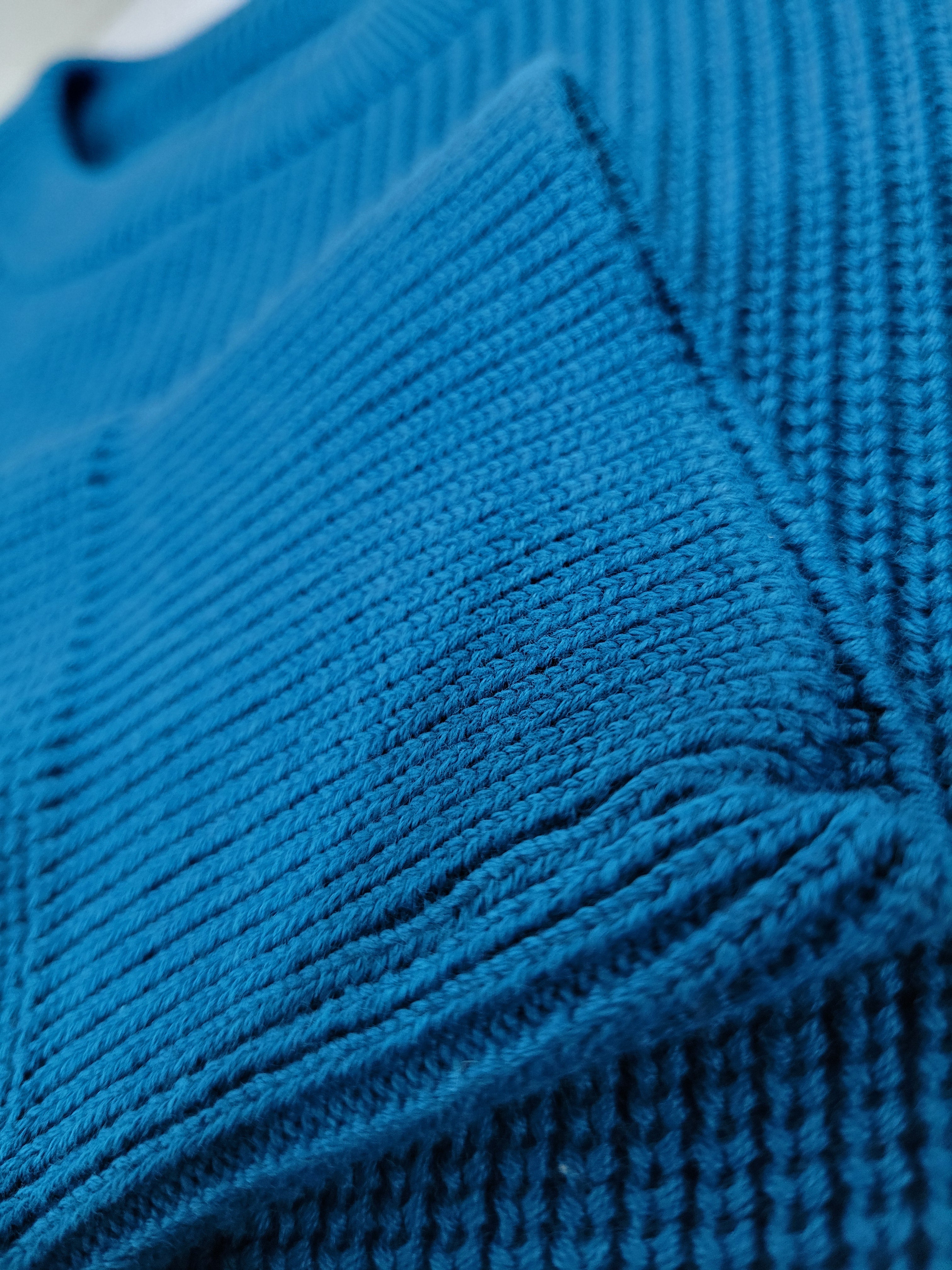 Crew Neck Cotton Sweater – Blue