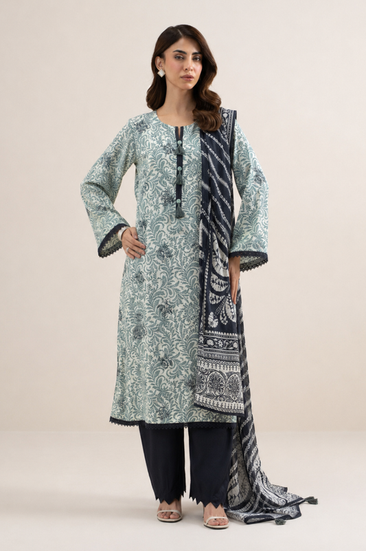 Basic Printed Lawn 3-Pieces Stitched