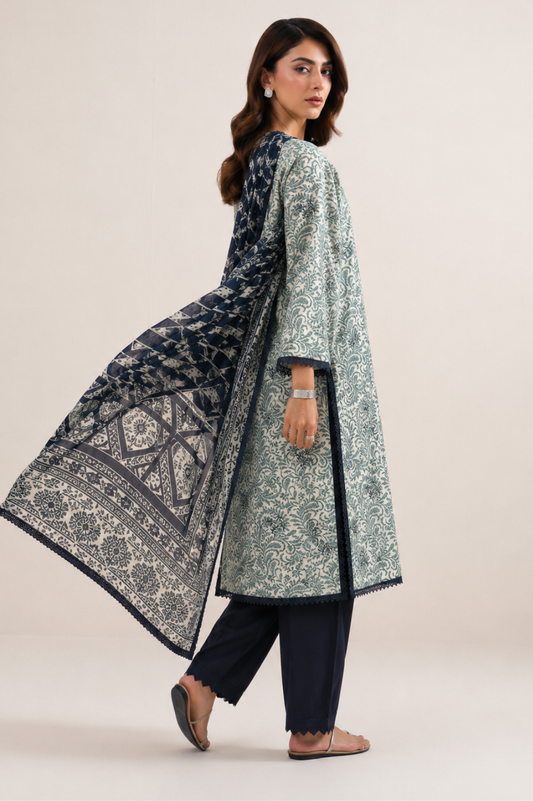 Basic Printed Lawn 3-Pieces Stitched