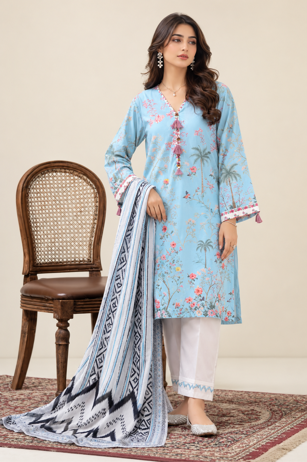 Basic Printed Lawn 3-Pieces Stitched