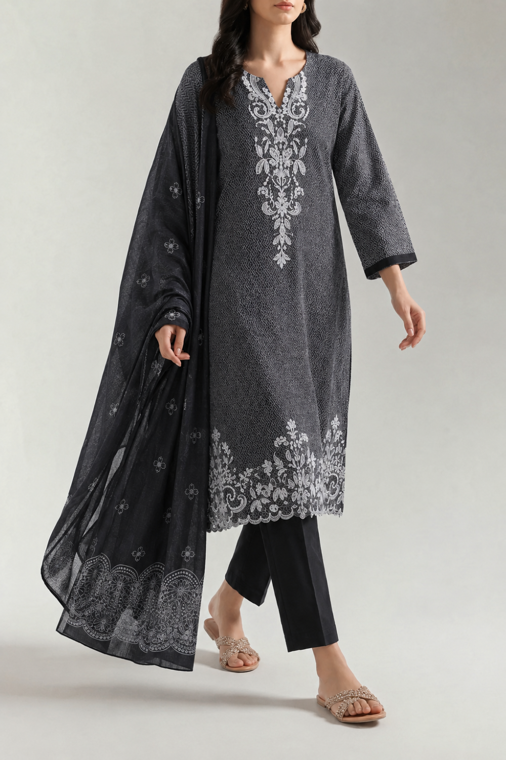 Embroidery Cotton 3-Pieces Stitched