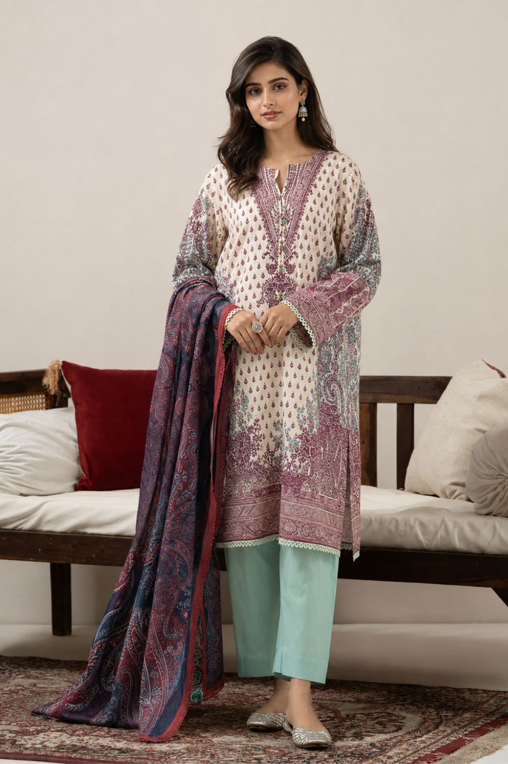 Basic Printed Lawn 3-Pieces Stitched