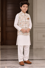 Boys Floral Waistcoat Kurta Shalwar Set