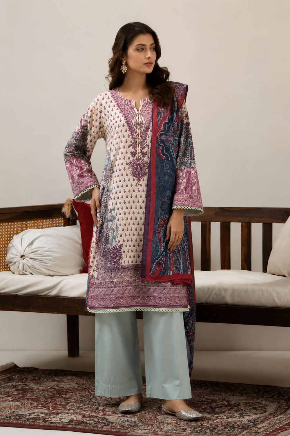 Basic Printed Lawn 3-Pieces Stitched