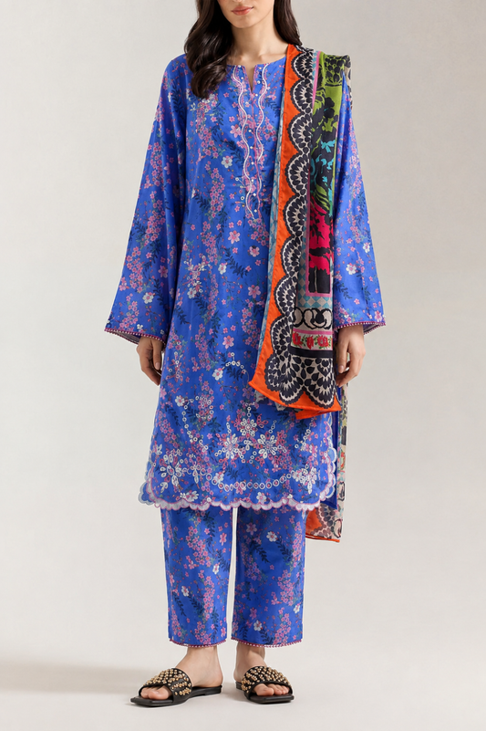 Basic Printed Embroidery Lawn 3-Pieces Stitched