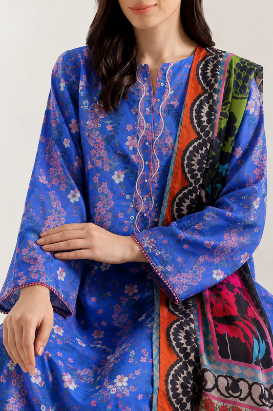 Basic Printed Embroidery Lawn 3-Pieces Stitched