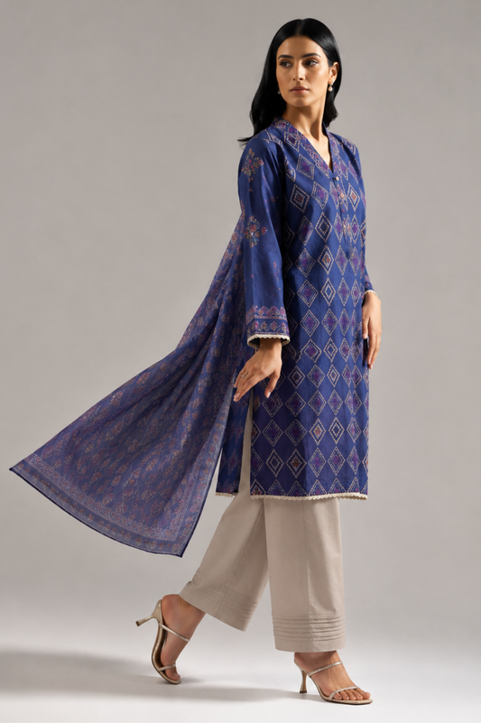 Basic Printed Lawn 3-Pieces Stitched