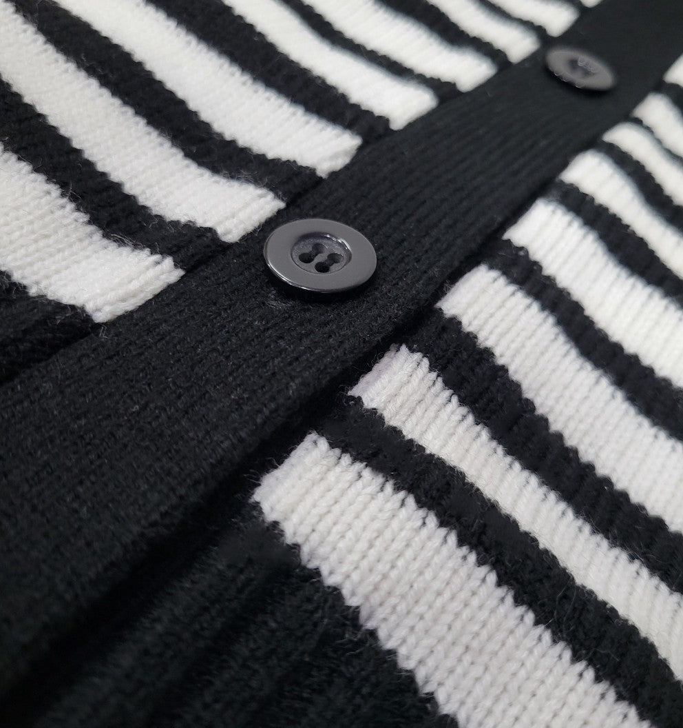 Striped Acrylic Cardigan-Black & White