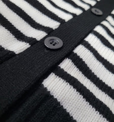 Striped Acrylic Cardigan-Black & White
