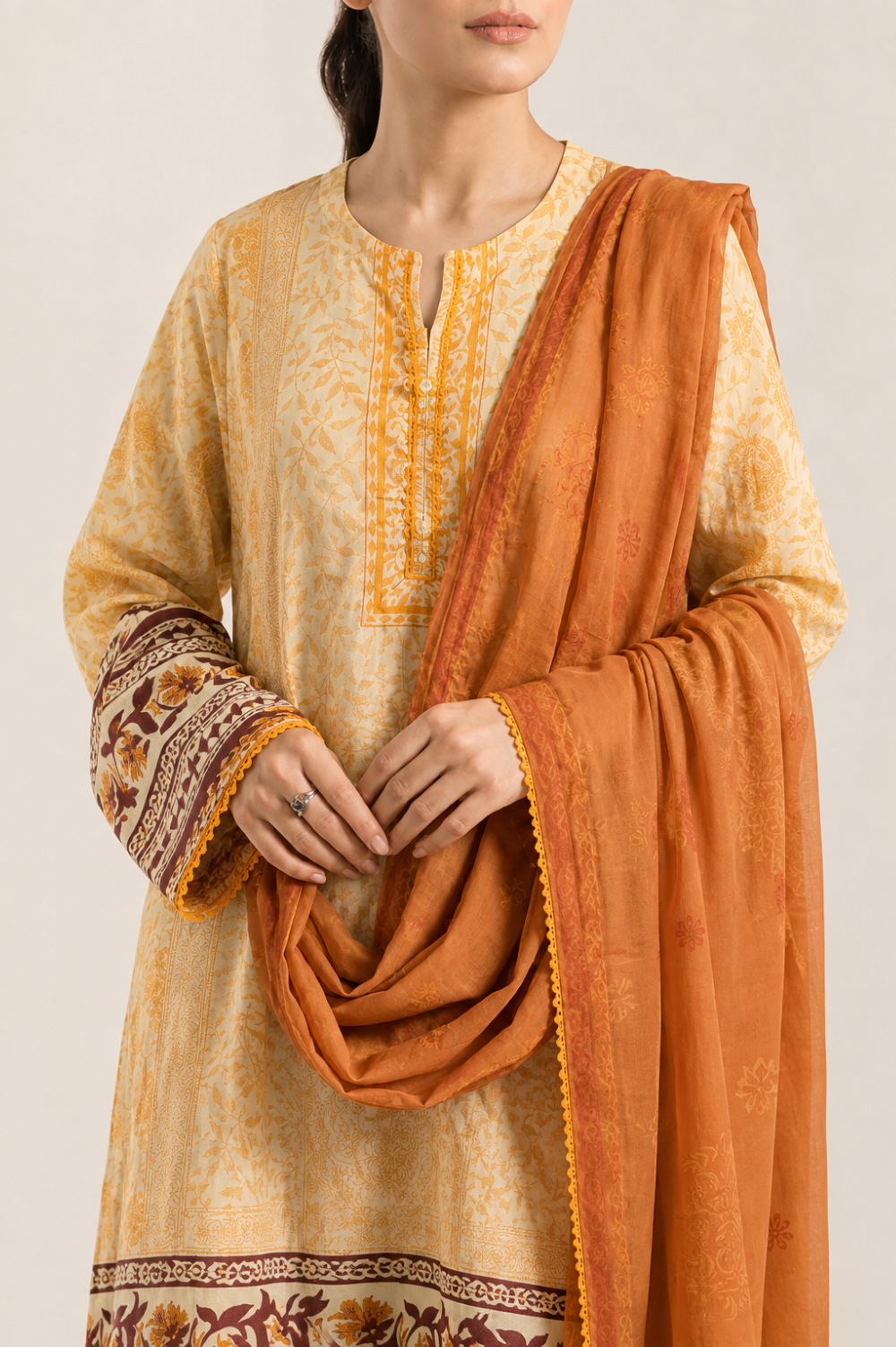 Basic Printed Lawn 3-Pieces Stitched