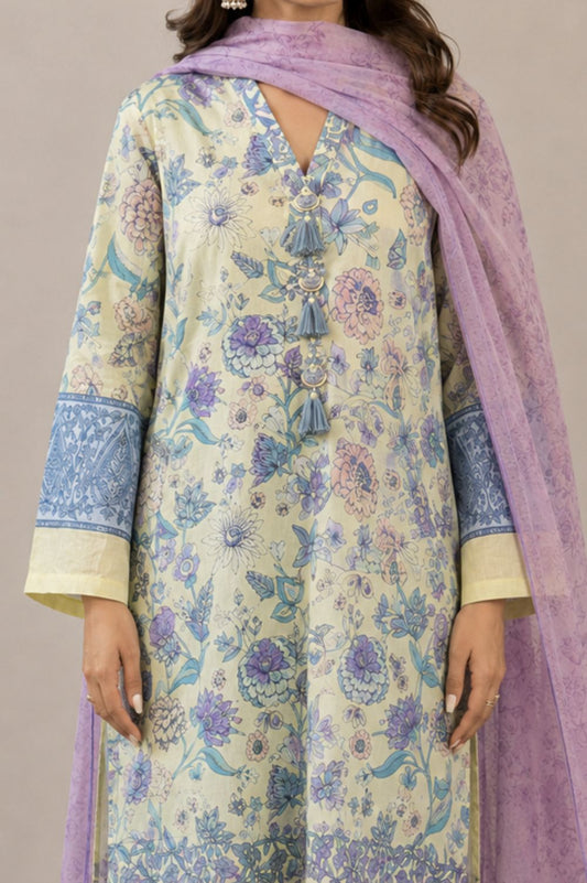 Basic Printed Lawn 3-Pieces Stitched