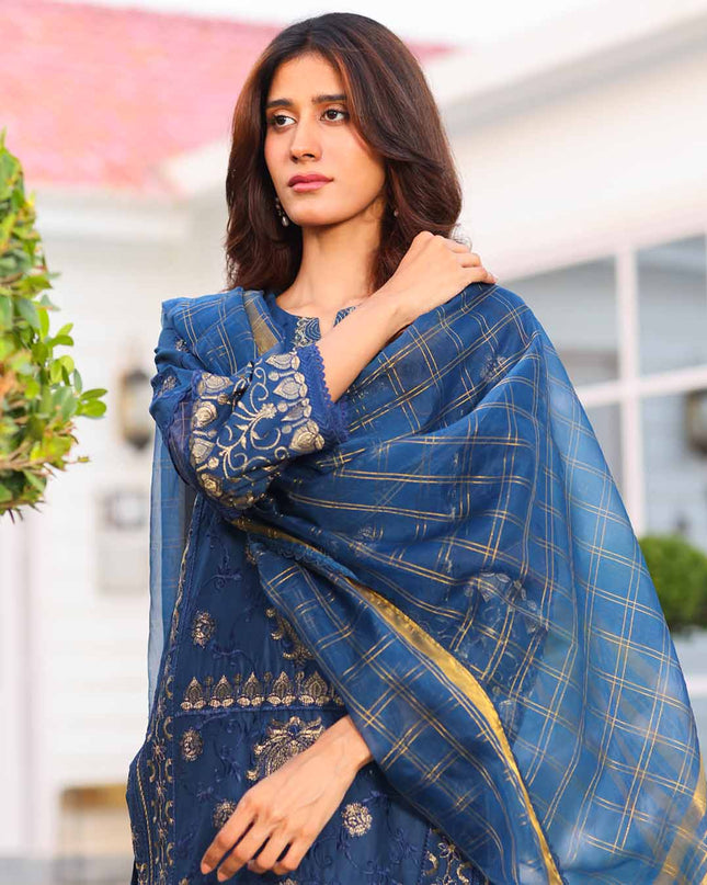 Royal Azure 2-Piece Embroidered Set