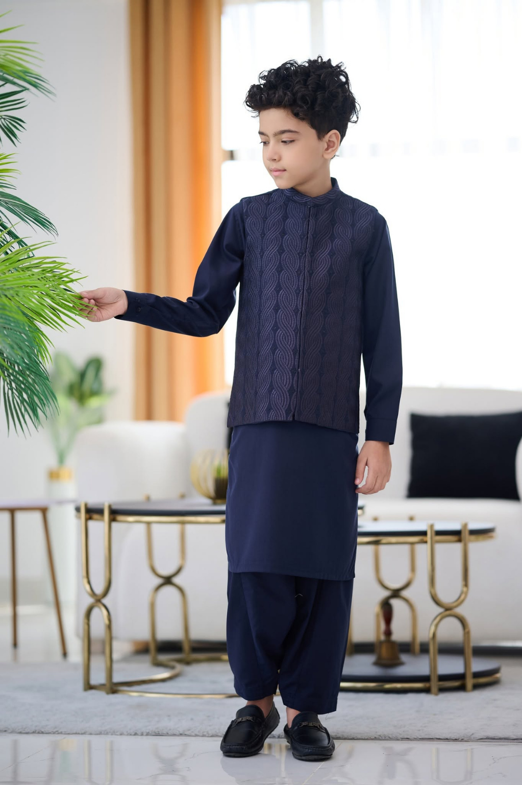 Boys Embroidered Waistcoat Shalwar Kameez Set