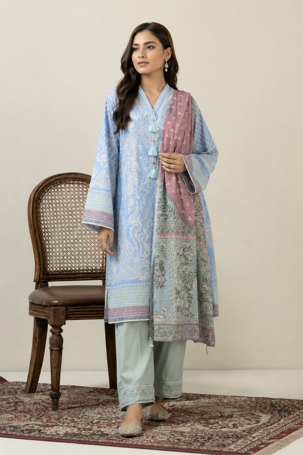 Basic Printed Lawn 3-Pieces Stitched