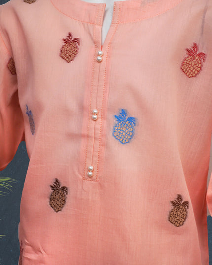 Peach Blossom Jacquard 3-Piece Suit