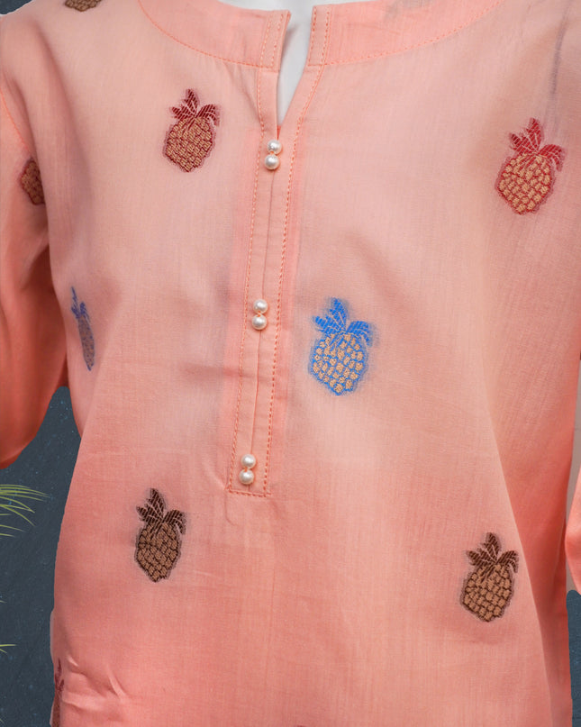 Peach Blossom Jacquard 3-Piece Suit