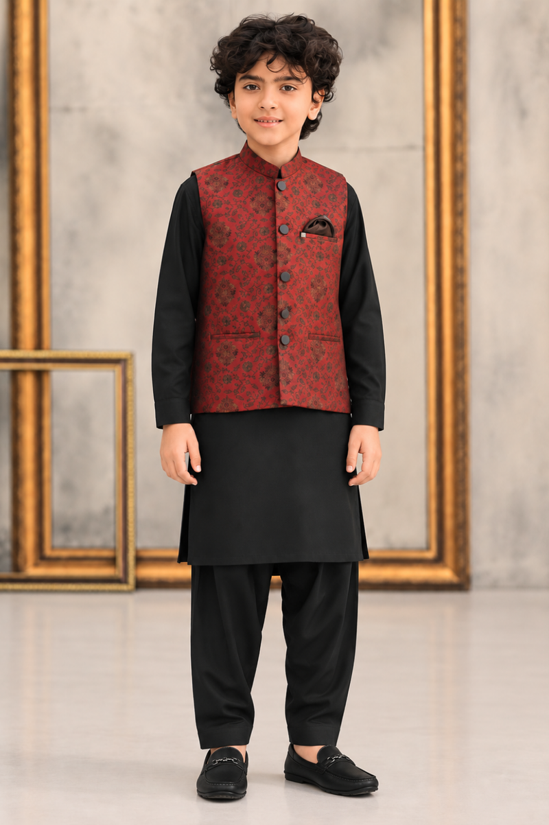 Boys Waistcoat Shalwar Kameez Set