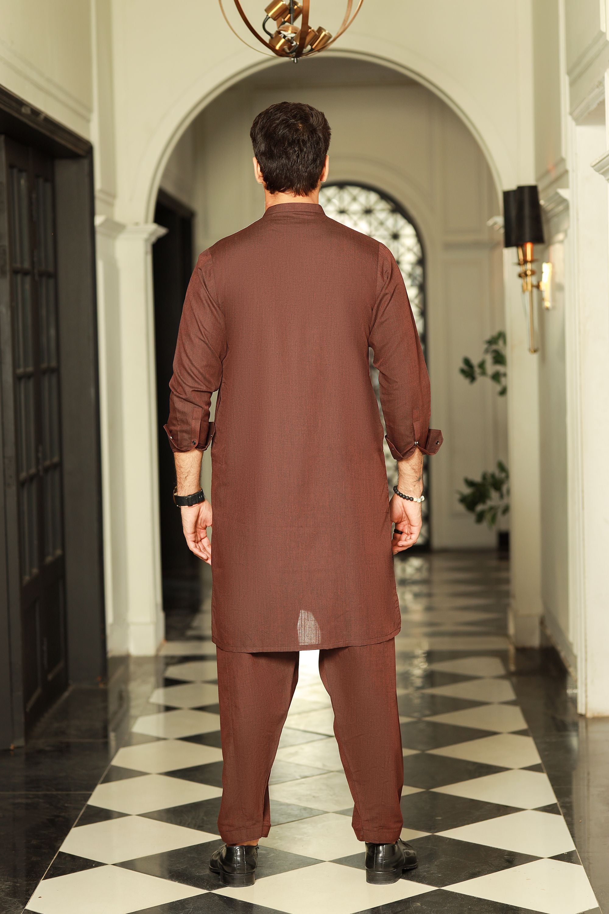 Vintage-Dark Mahroon Kameez Shalwar
