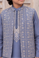 Boys Embroidered Waistcoat Shalwar Kameez Set