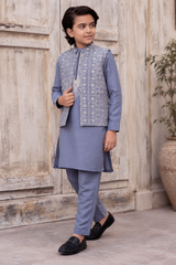 Boys Embroidered Waistcoat Shalwar Kameez Set