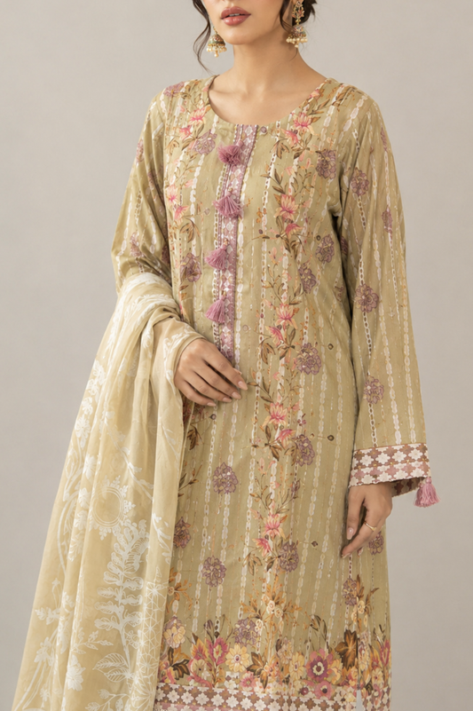Basic Printed Lawn 3-Pieces Stitched
