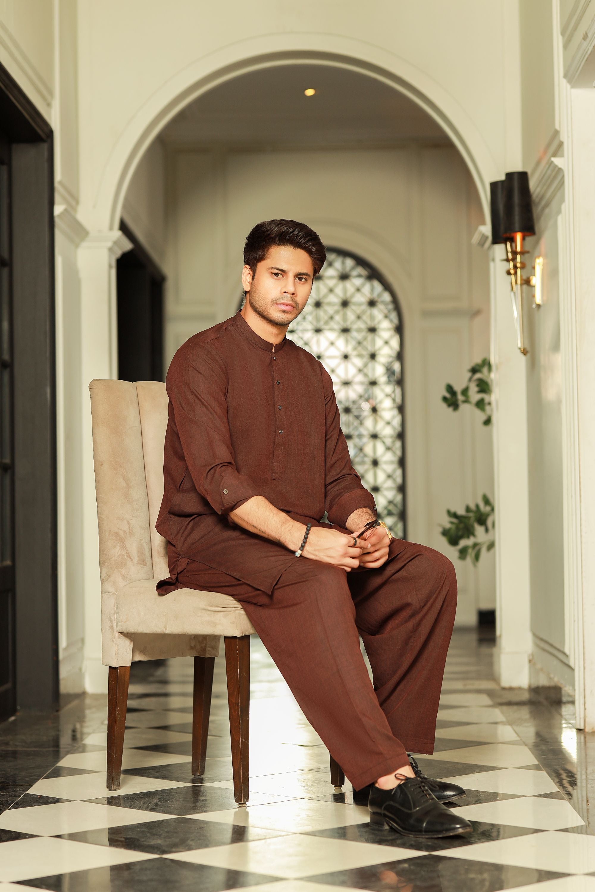 Vintage-Dark Mahroon Kameez Shalwar