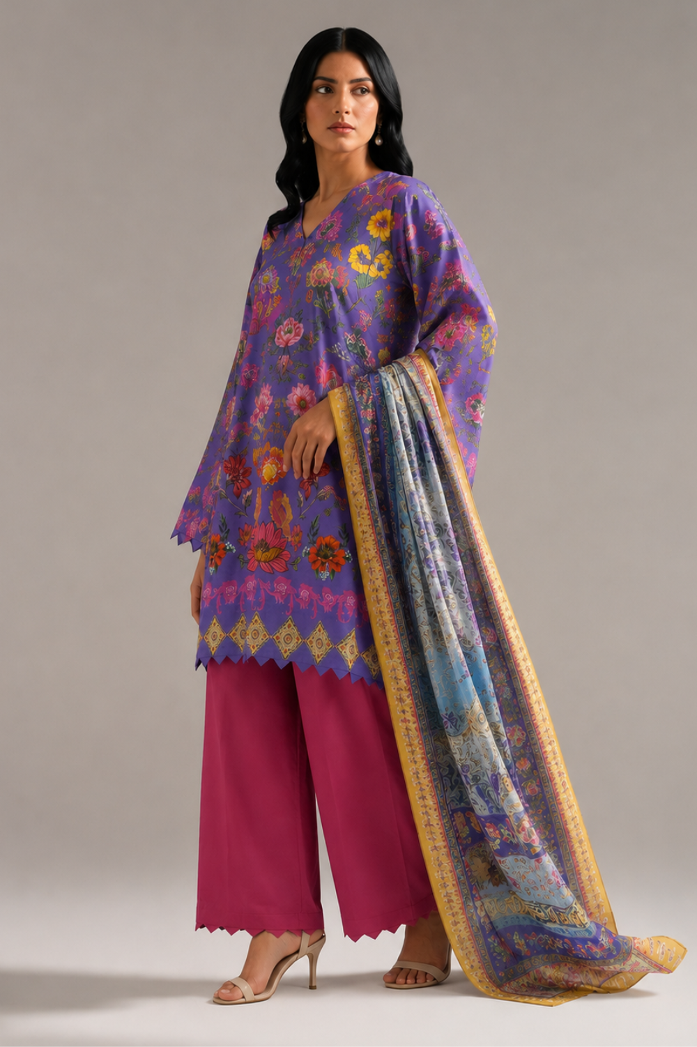 Basic Printed Lawn 3-Pieces Stitched