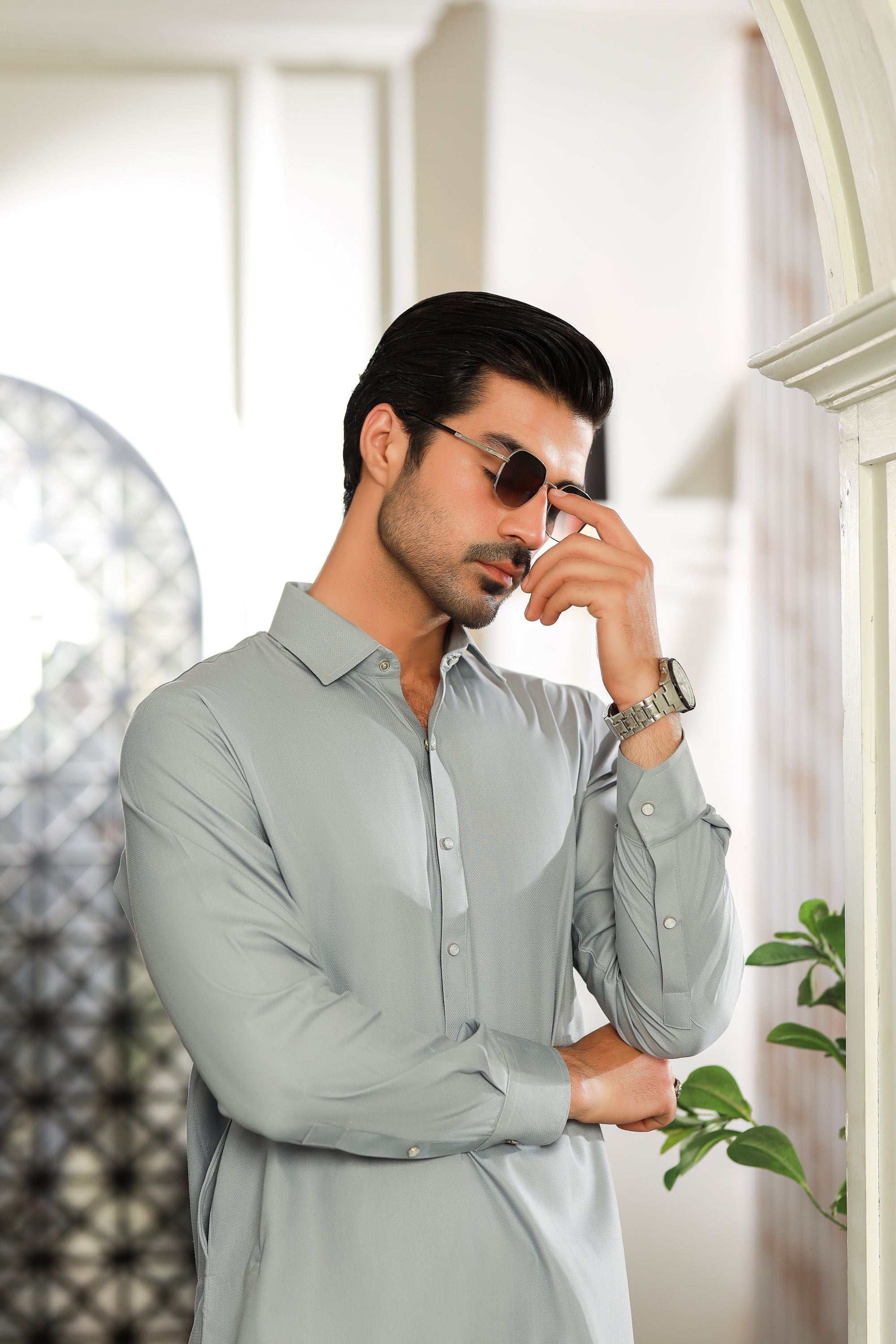Dream Style- Ash Grey Kameez Shalwar