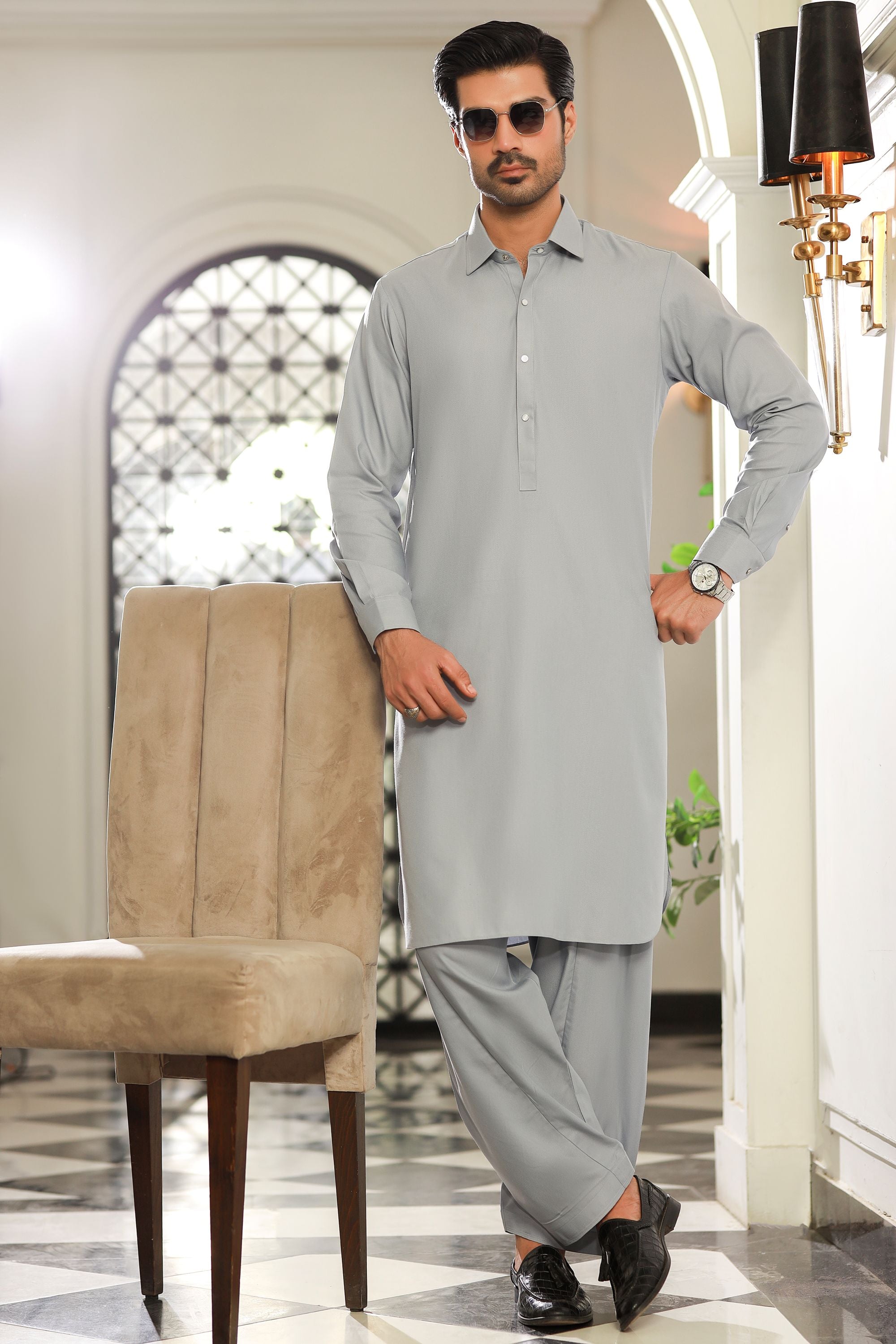 Dream Style- Ash Grey Kameez Shalwar