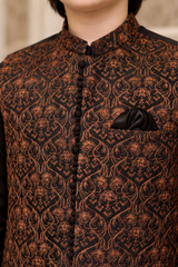 Boys Jacquard Waistcoat Shalwar Kameez Set