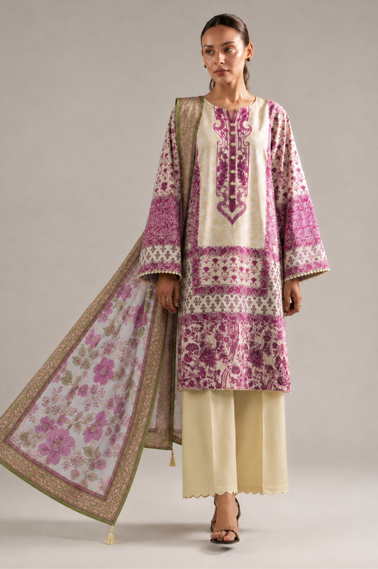 Basic Printed Lawn 3-Pieces Stitched