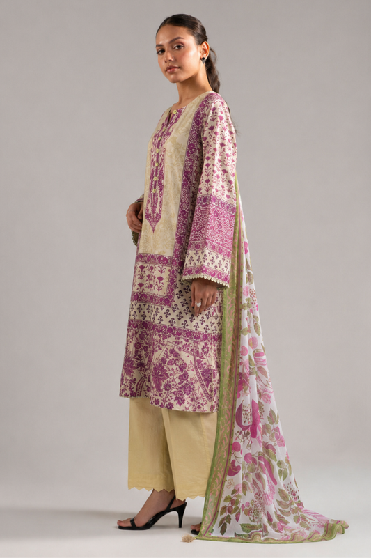 Basic Printed Lawn 3-Pieces Stitched